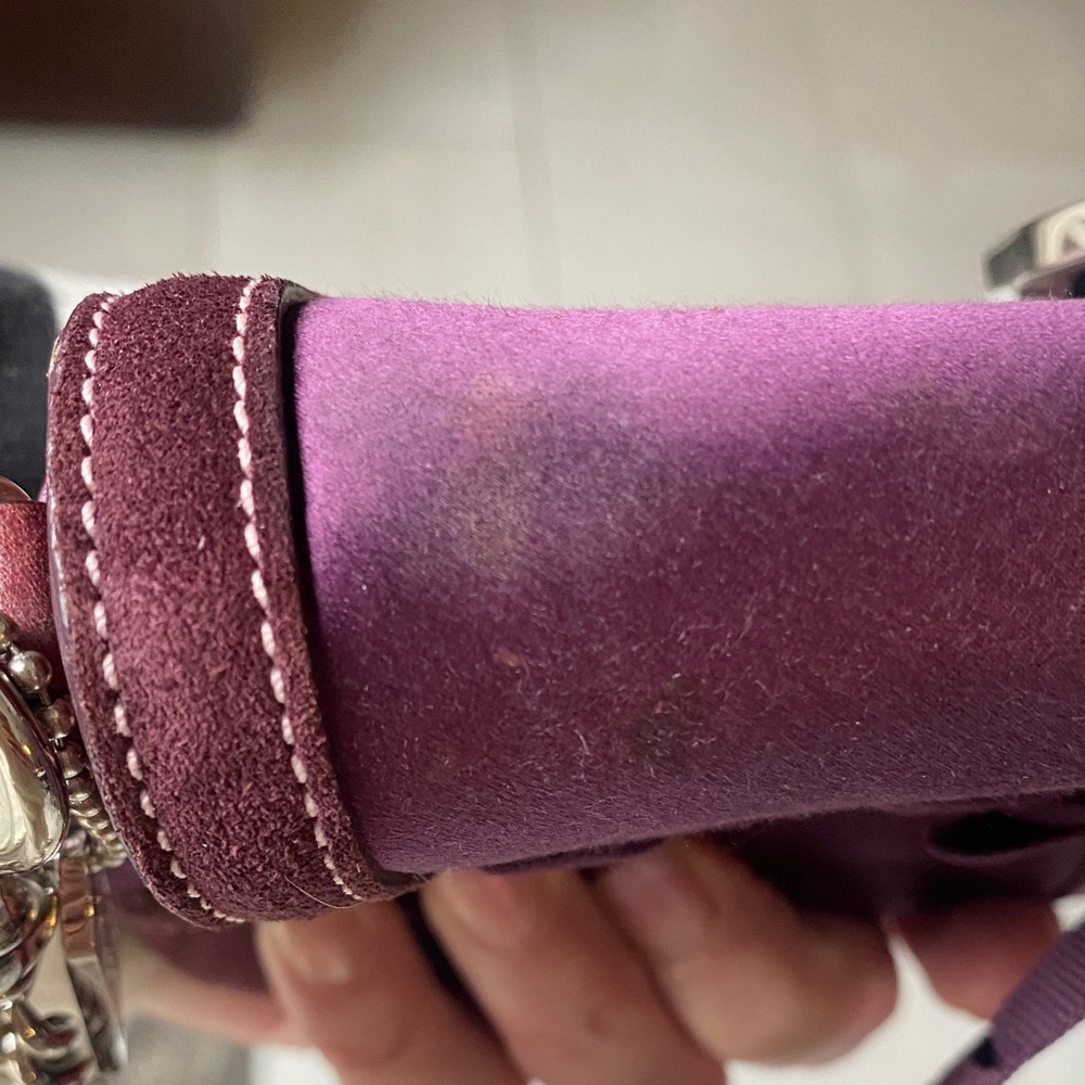 Coach Burgundy Satin Clutch with Silver Chain - Picture 5 of 6